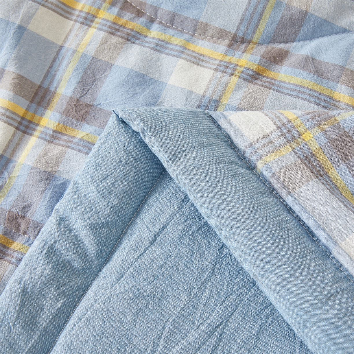 91家纺网 家纺一手货源 找家纺 2026新款A类里外全棉夏凉被100%新疆棉纯棉全棉填充无印格子款空调被全棉夏被 里外全棉-印象 蓝格