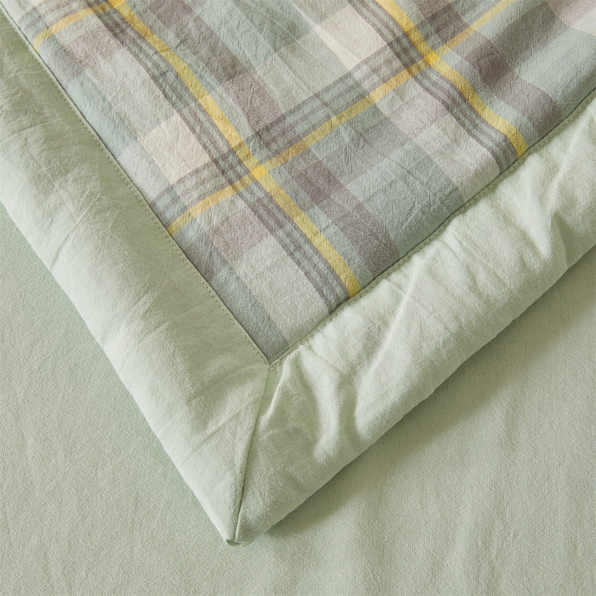 91家纺网 家纺一手货源 找家纺 2026新款A类里外全棉夏凉被100%新疆棉纯棉全棉填充无印格子款空调被全棉夏被 里外全棉-印象 绿格