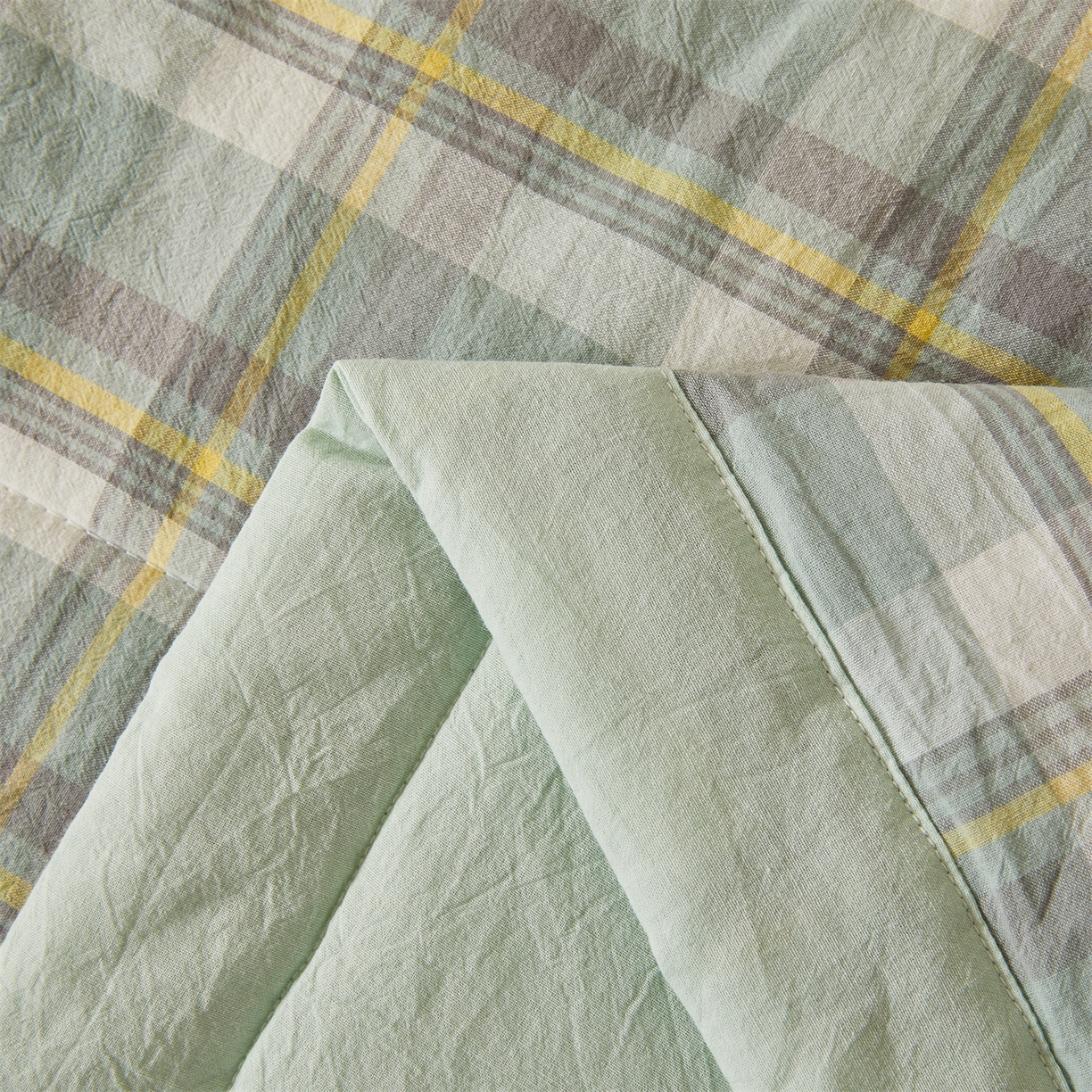 91家纺网 家纺一手货源 找家纺 2026新款A类里外全棉夏凉被100%新疆棉纯棉全棉填充无印格子款空调被全棉夏被 里外全棉-印象 绿格