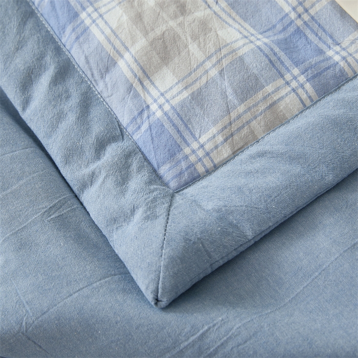 91家纺网 家纺一手货源 找家纺 2026新款A类里外全棉夏凉被100%新疆棉纯棉全棉填充无印格子款空调被全棉夏被 里外全棉-韵蓝格