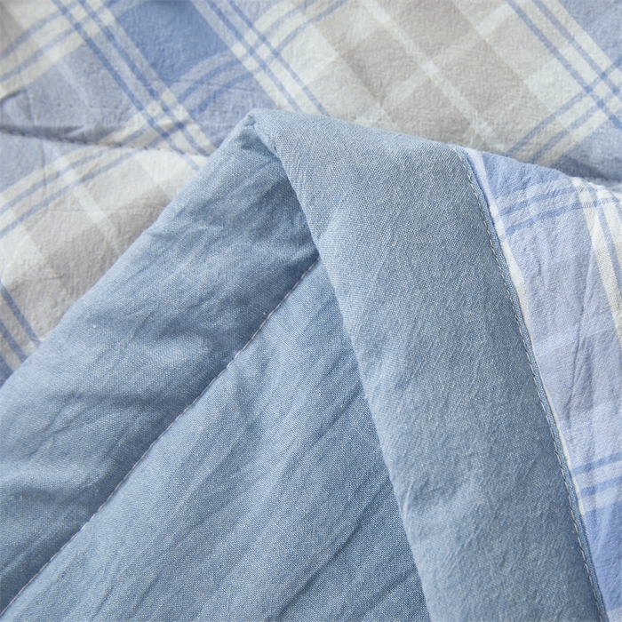 91家纺网 家纺一手货源 找家纺 2026新款A类里外全棉夏凉被100%新疆棉纯棉全棉填充无印格子款空调被全棉夏被 里外全棉-韵蓝格