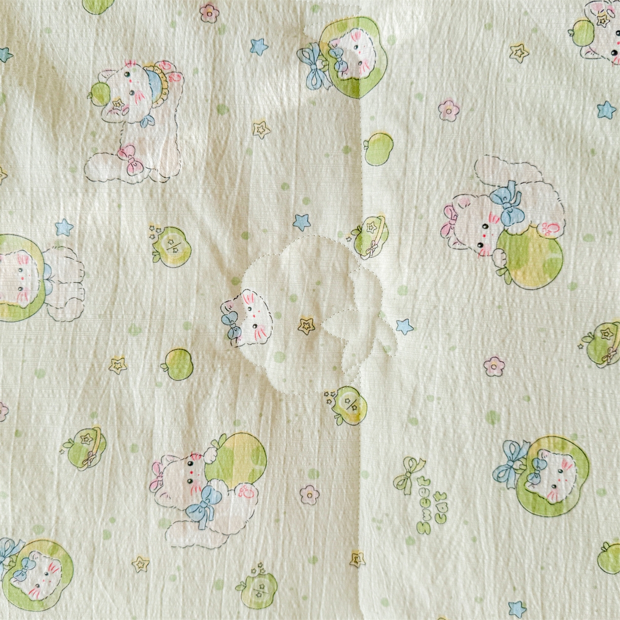 91家纺网 家纺一手货源 找家纺 2026新款A类新疆棉花夏凉被加宽包边水洗棉卡通印花吸湿透气棉花夏被空调被 云感青苹果