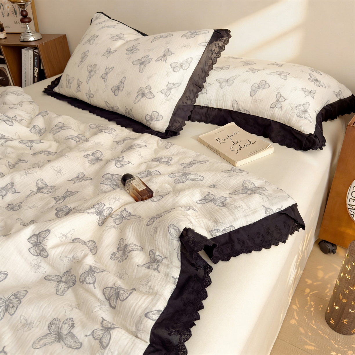 91家纺网 家纺一手货源 找家纺 布凡家居 2026春夏新款A类母婴级全棉皱皱纱工艺款大豆夏被夏凉被空调被 梦幻蝴蝶