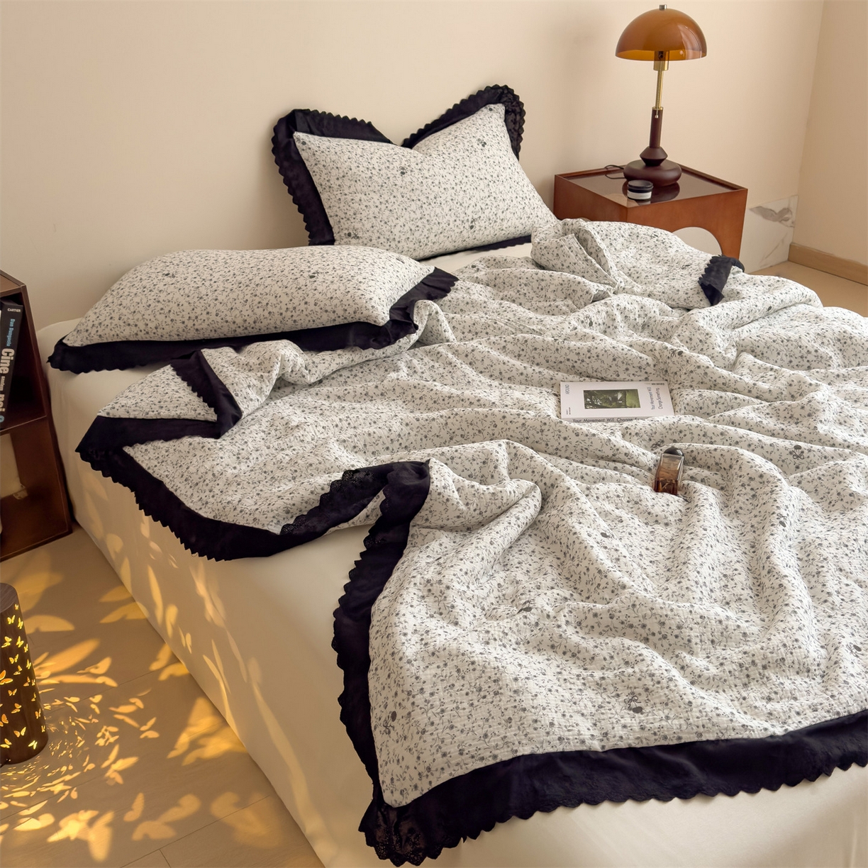 91家纺网 家纺一手货源 找家纺 布凡家居 2026春夏新款A类母婴级全棉皱皱纱工艺款大豆夏被夏凉被空调被 夜雾繁花