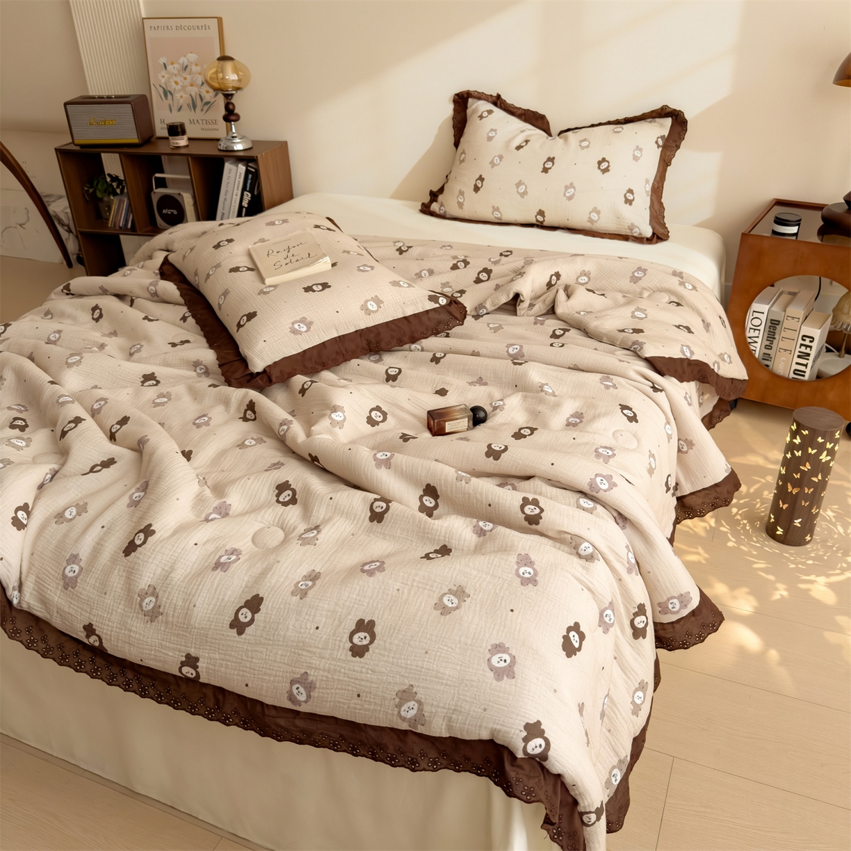 91家纺网 家纺一手货源 找家纺 布凡家居 2026春夏新款A类母婴级全棉皱皱纱工艺款大豆夏被夏凉被空调被 布娃娃