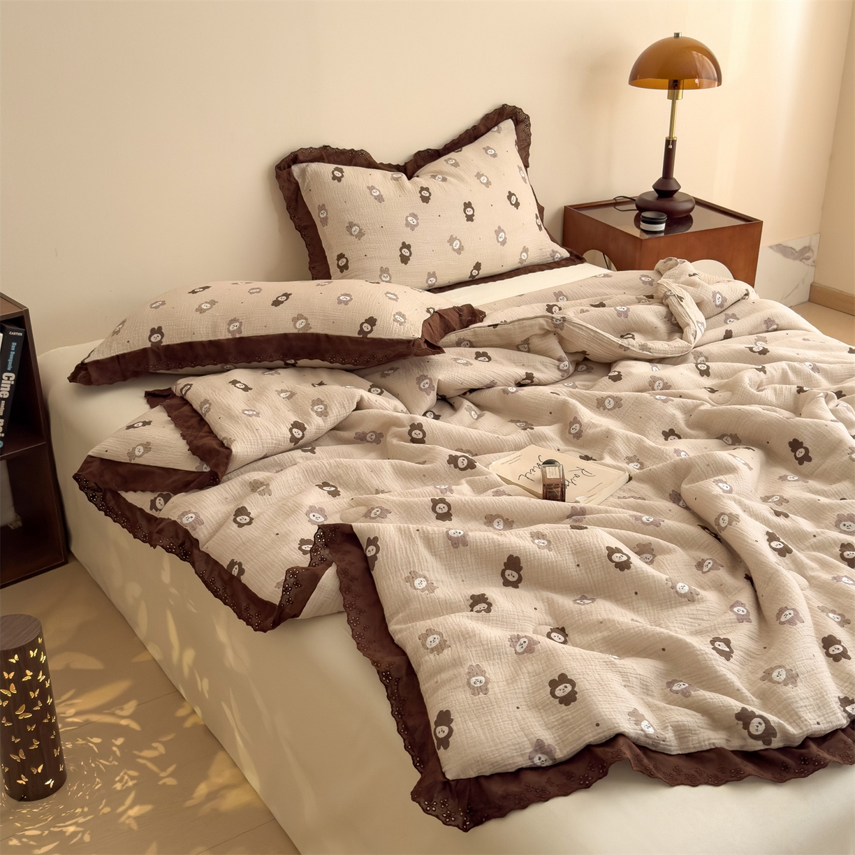 91家纺网 家纺一手货源 找家纺 布凡家居 2026春夏新款A类母婴级全棉皱皱纱工艺款大豆夏被夏凉被空调被 布娃娃