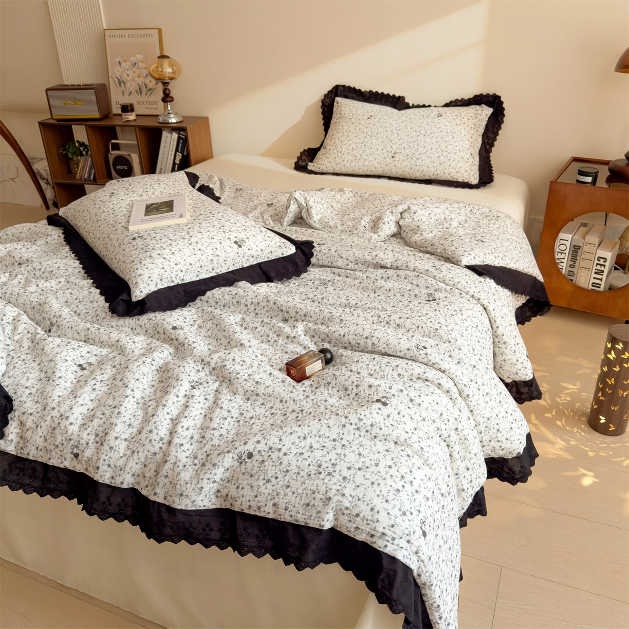 91家纺网 家纺一手货源 找家纺 布凡家居 2026春夏新款A类母婴级全棉皱皱纱工艺款大豆夏被夏凉被空调被 夜雾繁花