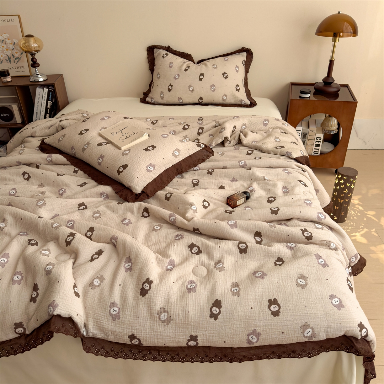 91家纺网 家纺一手货源 找家纺 布凡家居 2026春夏新款A类母婴级全棉皱皱纱工艺款大豆夏被夏凉被空调被 布娃娃