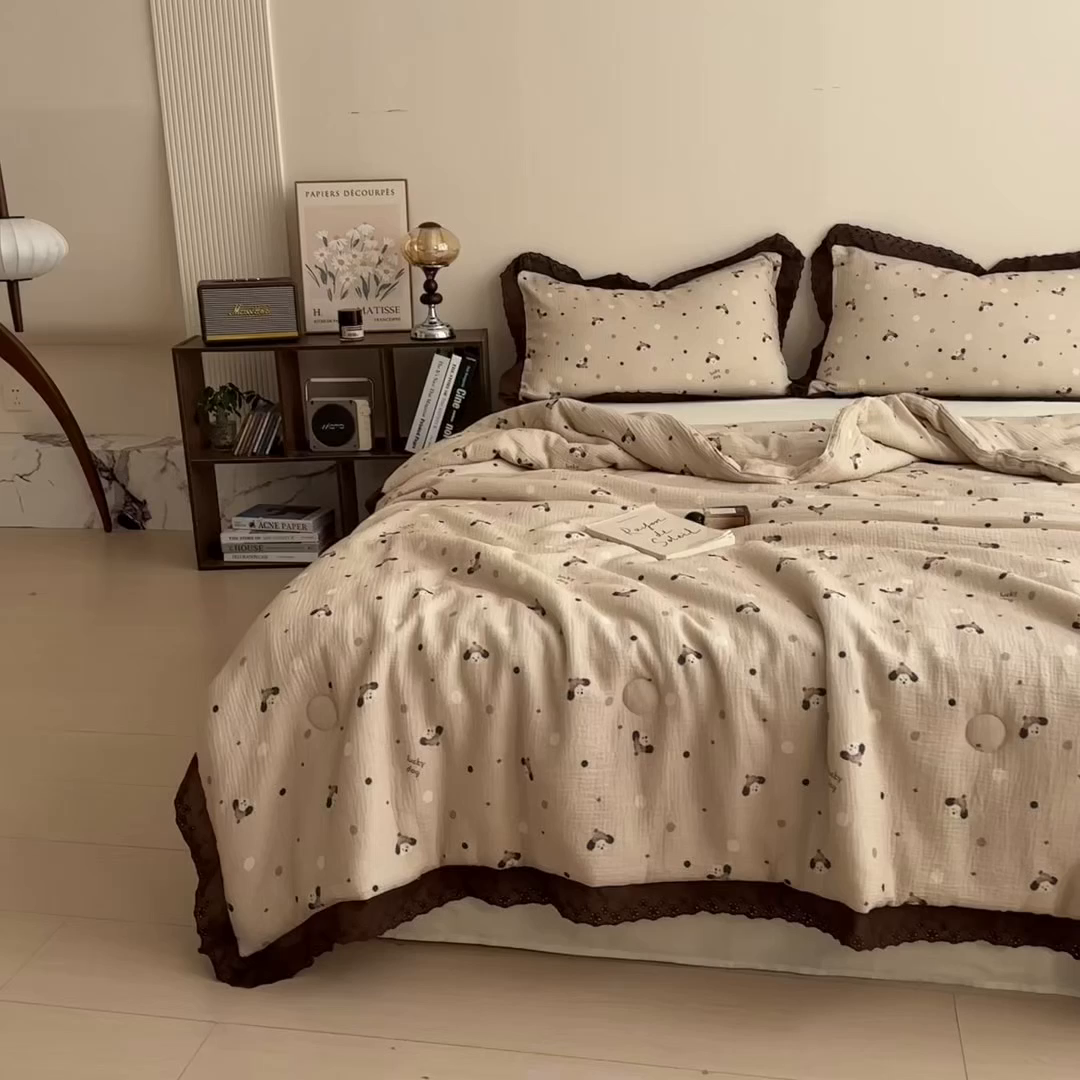 91家纺网 家纺一手货源 找家纺 （总）布凡家居 2026春夏新款A类母婴级全棉皱皱纱工艺款大豆夏被夏凉被空调被