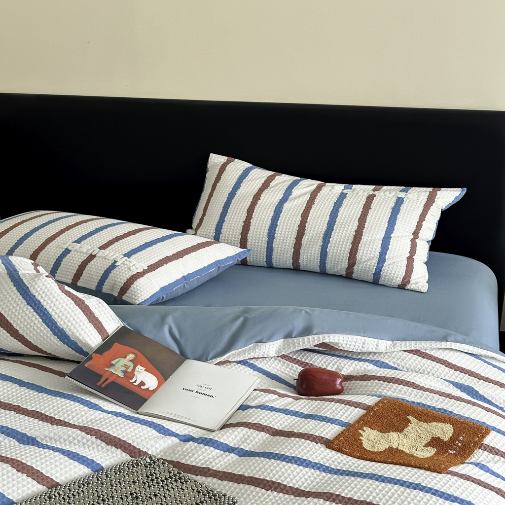 91家纺网 家纺一手货源 找家纺 ab家纺 2026新款全棉华夫格毛巾绣四件套 时光