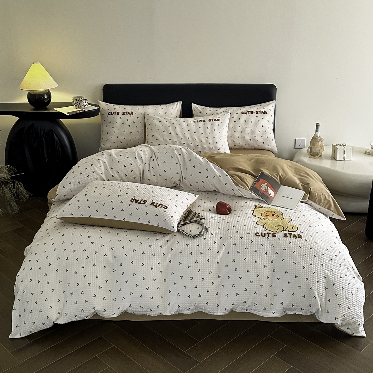 ab家纺 2026新款全棉华夫格毛巾绣四件套 漫希