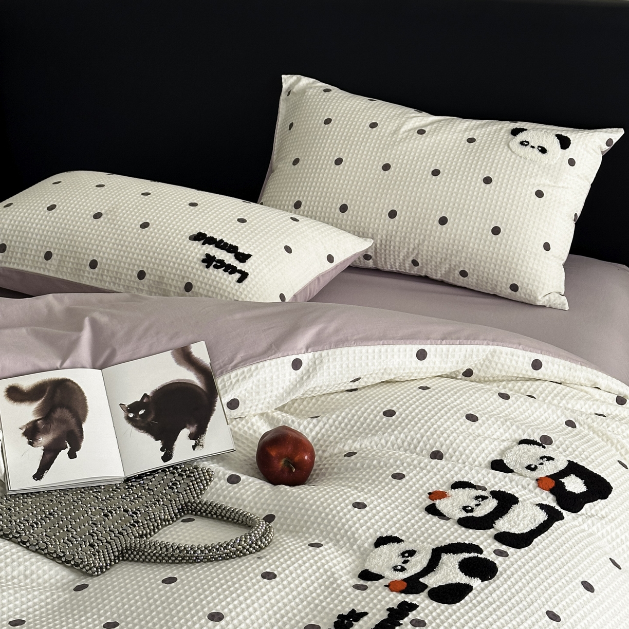 91家纺网 家纺一手货源 找家纺 ab家纺 2026新款全棉华夫格毛巾绣四件套 莱韵