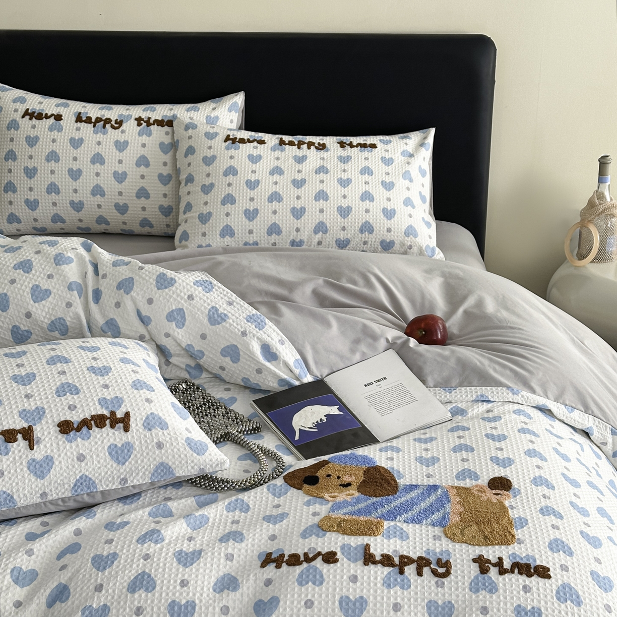 91家纺网 家纺一手货源 找家纺 ab家纺 2026新款全棉华夫格毛巾绣四件套 素禾