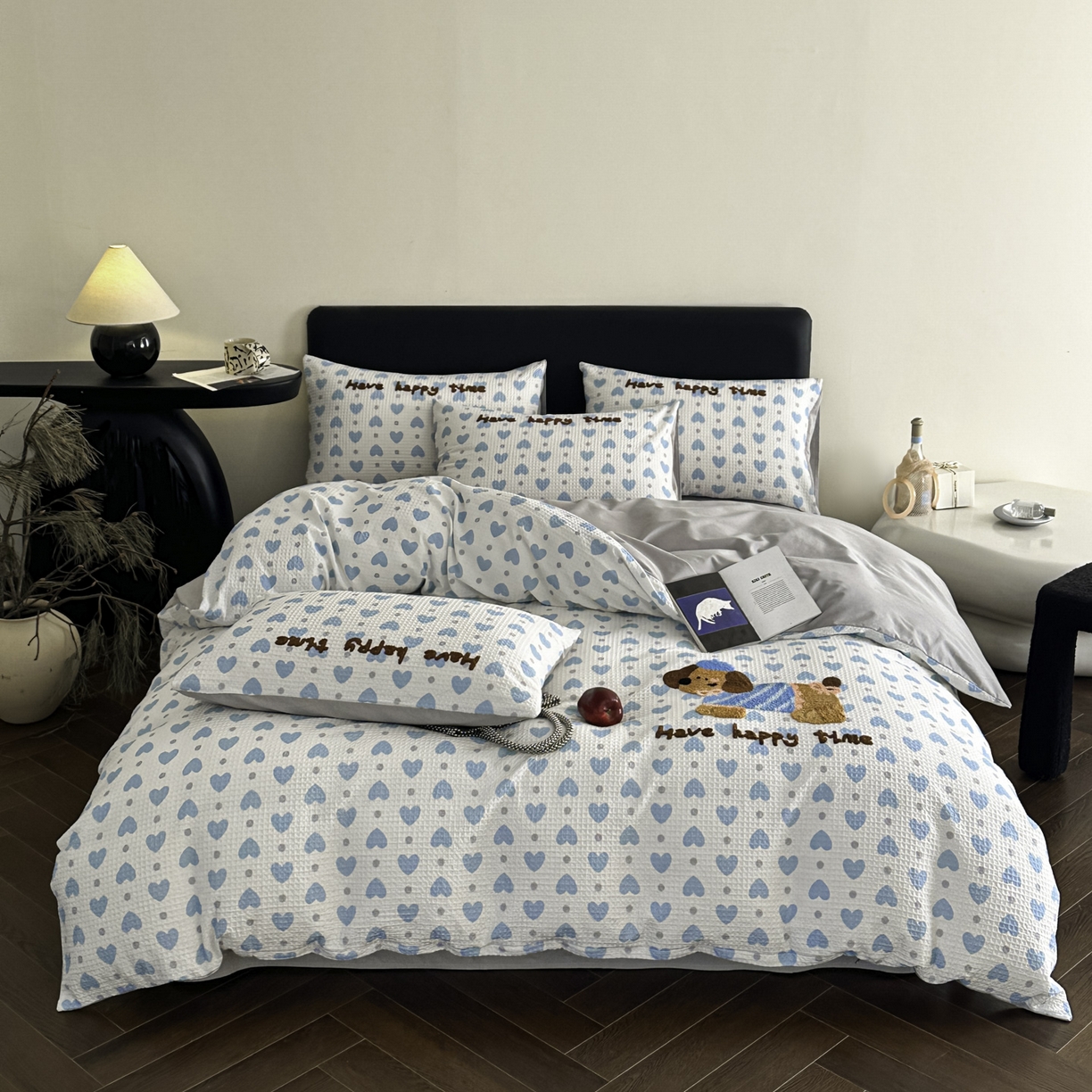 ab家纺 2026新款全棉华夫格毛巾绣四件套 素禾