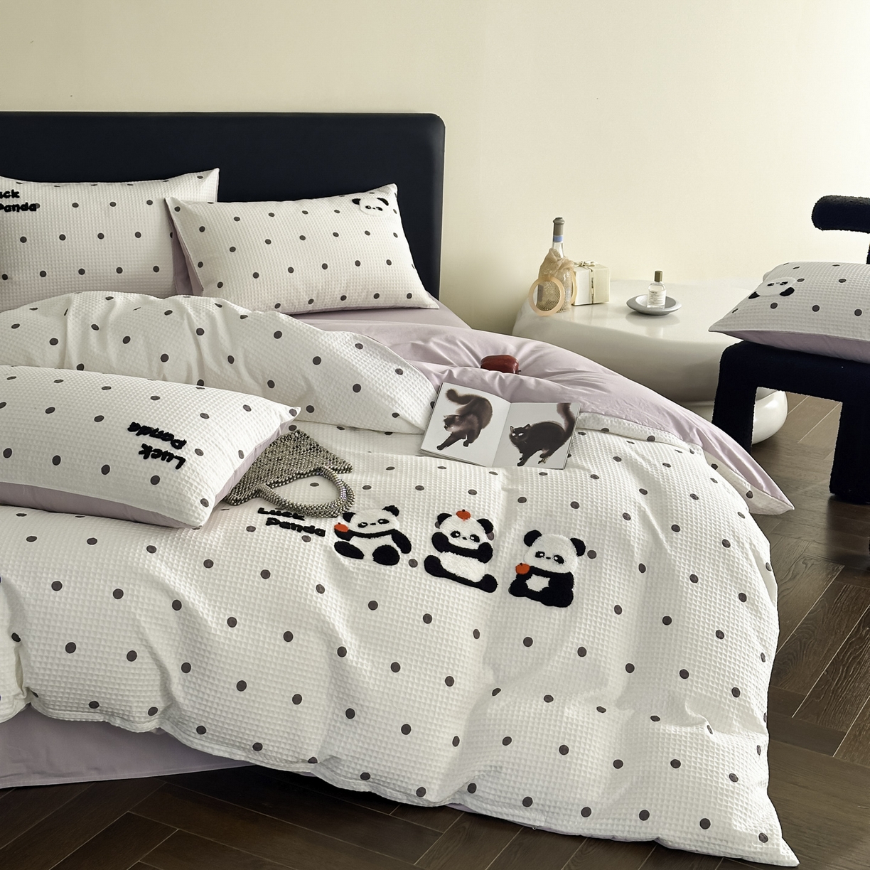 91家纺网 家纺一手货源 找家纺 ab家纺 2026新款全棉华夫格毛巾绣四件套 莱韵