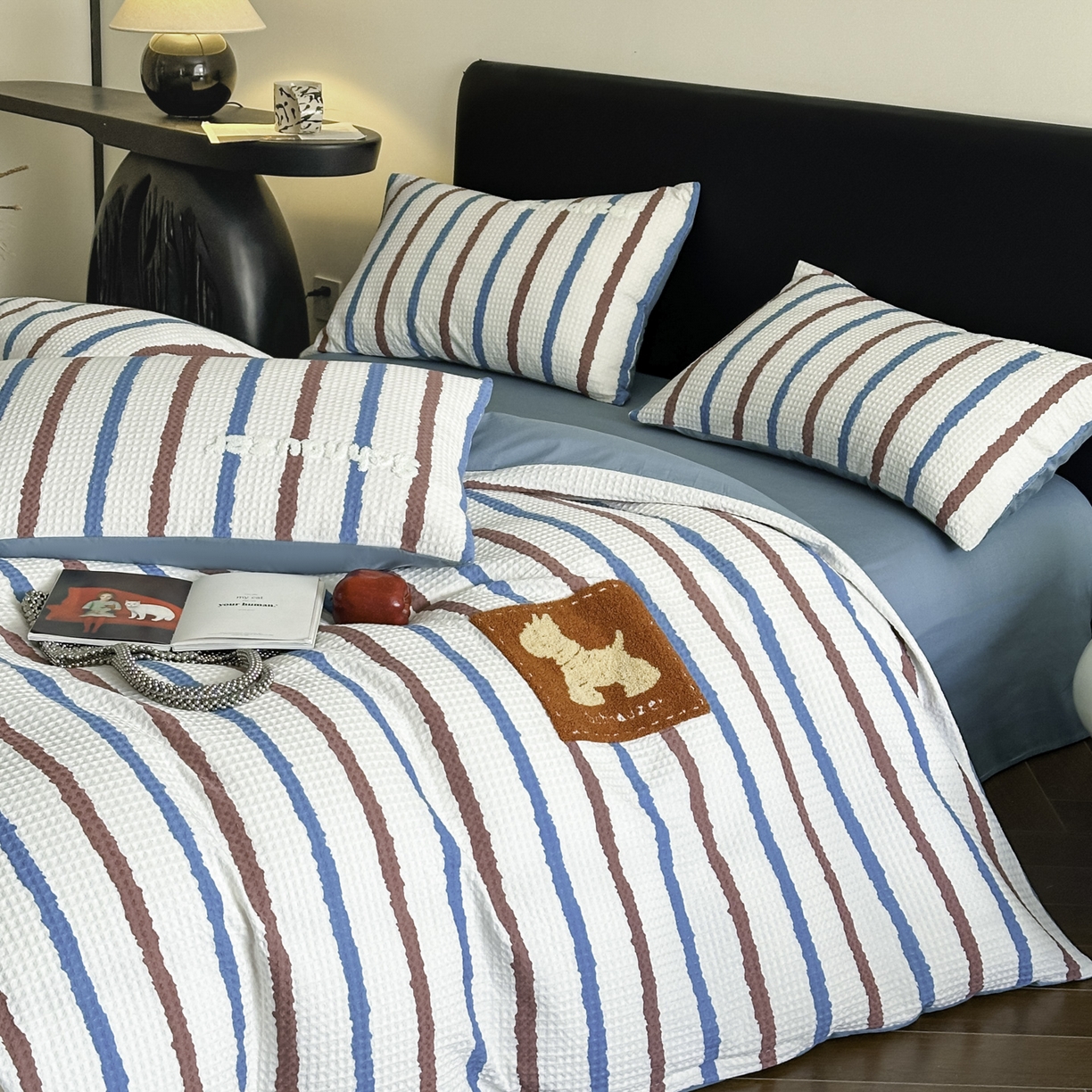 91家纺网 家纺一手货源 找家纺 ab家纺 2026新款全棉华夫格毛巾绣四件套 时光