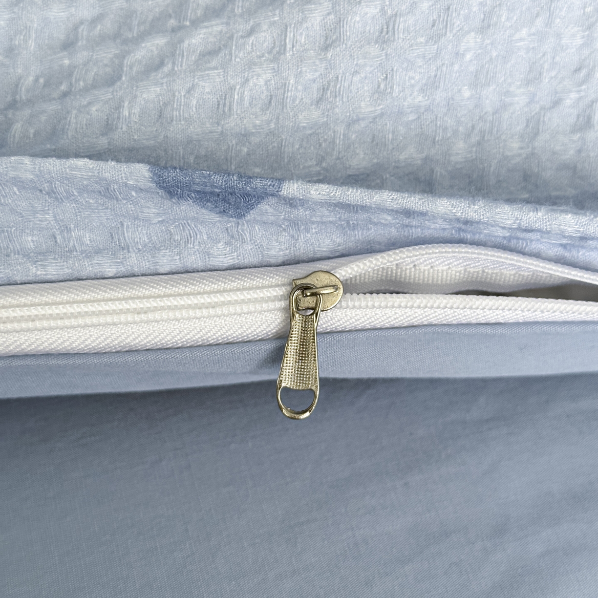 91家纺网 家纺一手货源 找家纺 ab家纺 2026新款全棉华夫格毛巾绣四件套 舒沐-蓝