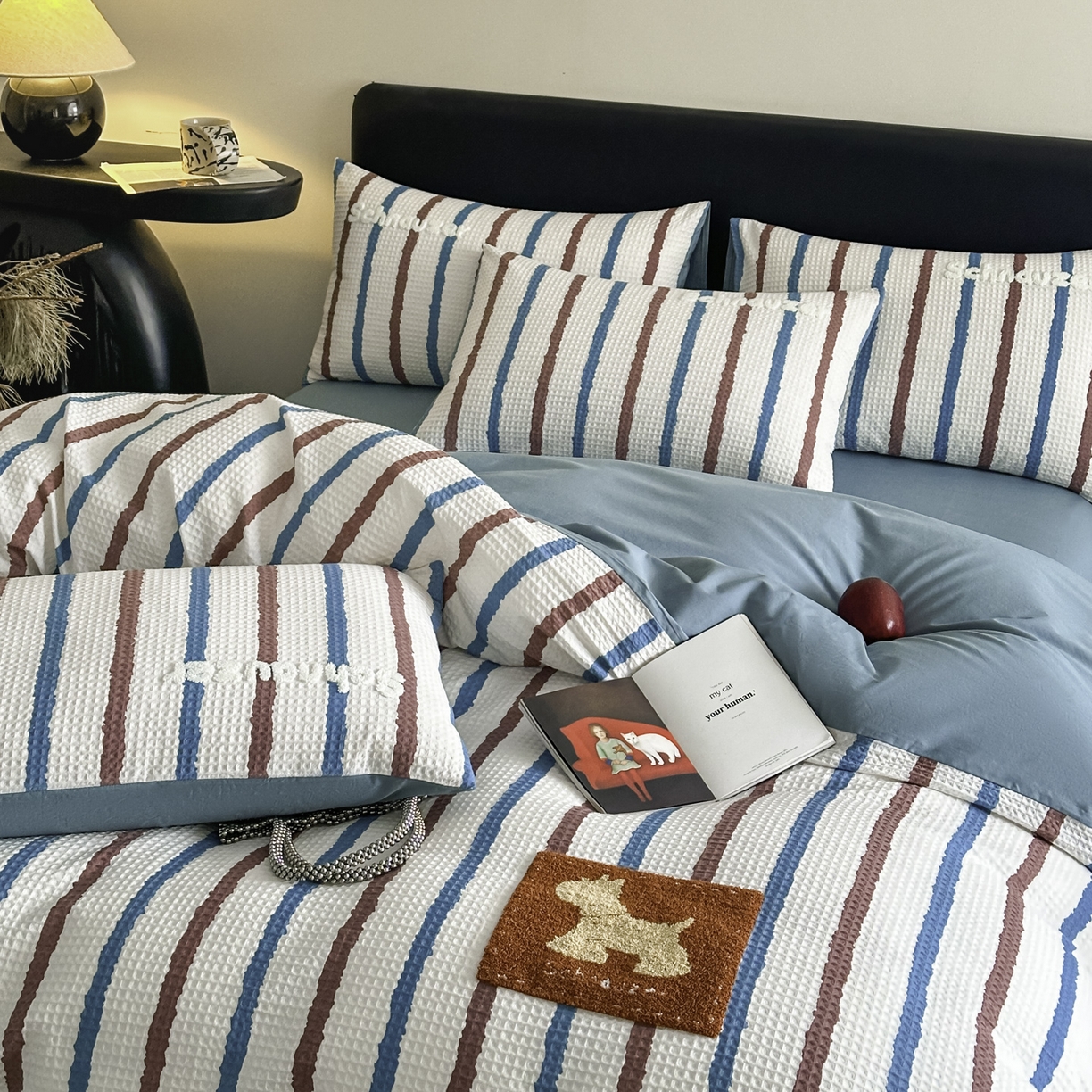 91家纺网 家纺一手货源 找家纺 ab家纺 2026新款全棉华夫格毛巾绣四件套 时光