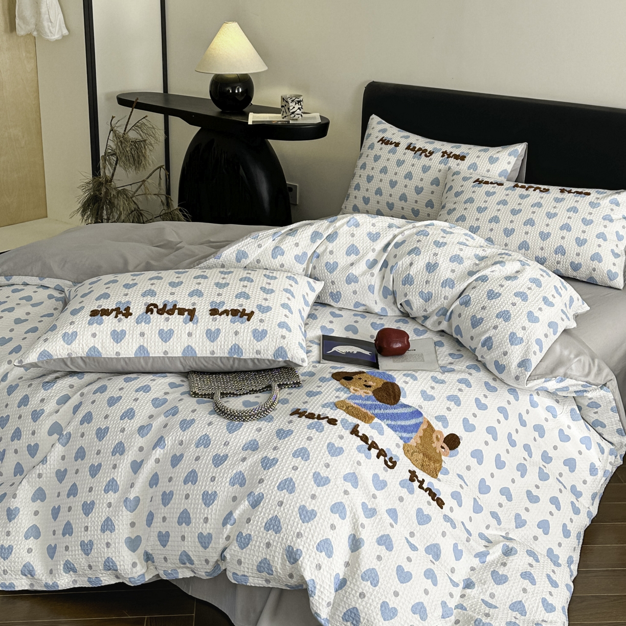 91家纺网 家纺一手货源 找家纺 ab家纺 2026新款全棉华夫格毛巾绣四件套 素禾