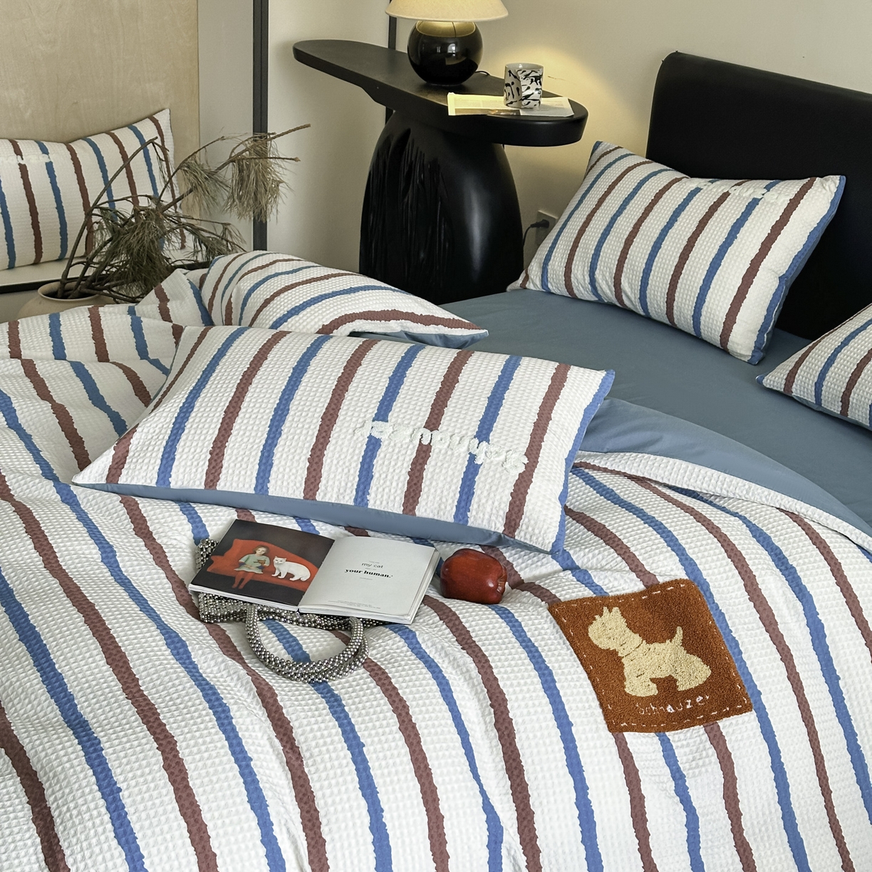 91家纺网 家纺一手货源 找家纺 ab家纺 2026新款全棉华夫格毛巾绣四件套 时光