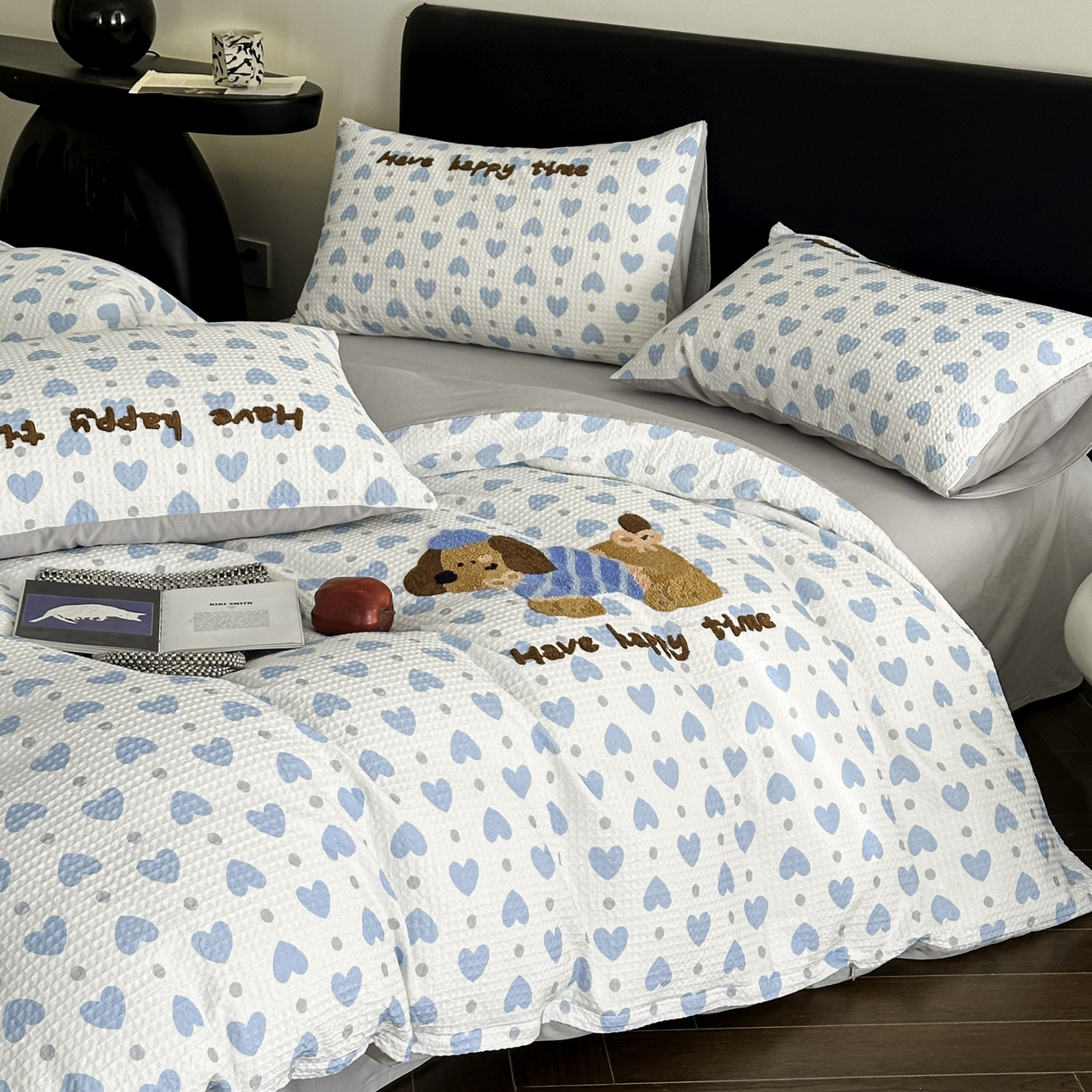 91家纺网 家纺一手货源 找家纺 ab家纺 2026新款全棉华夫格毛巾绣四件套 素禾