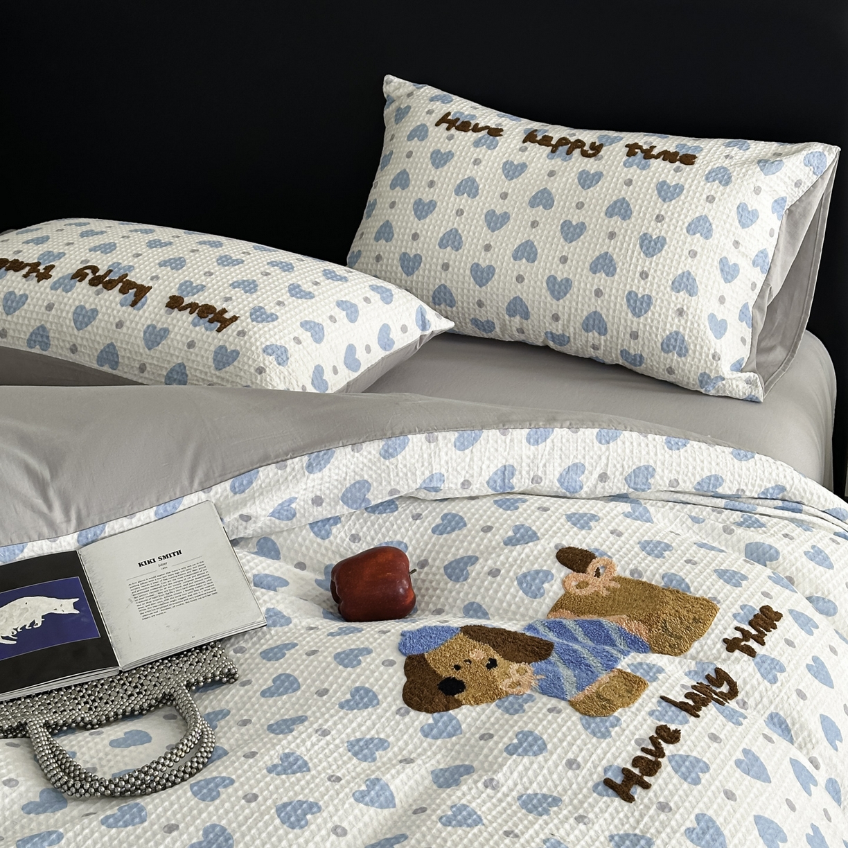 91家纺网 家纺一手货源 找家纺 ab家纺 2026新款全棉华夫格毛巾绣四件套 素禾