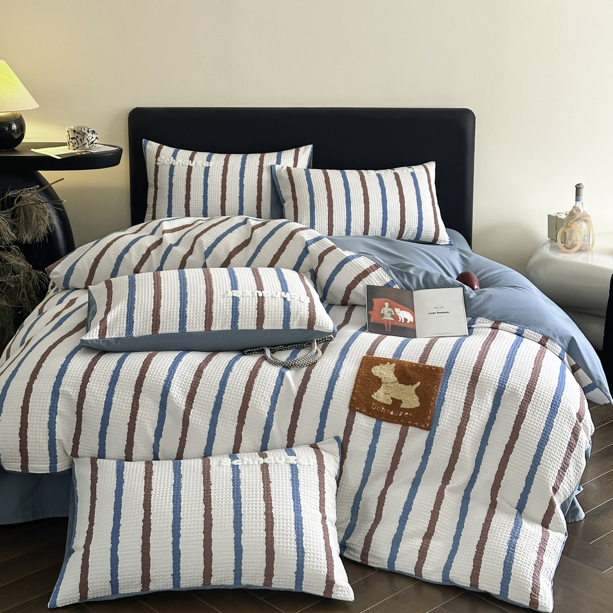 91家纺网 家纺一手货源 找家纺 ab家纺 2026新款全棉华夫格毛巾绣四件套 时光