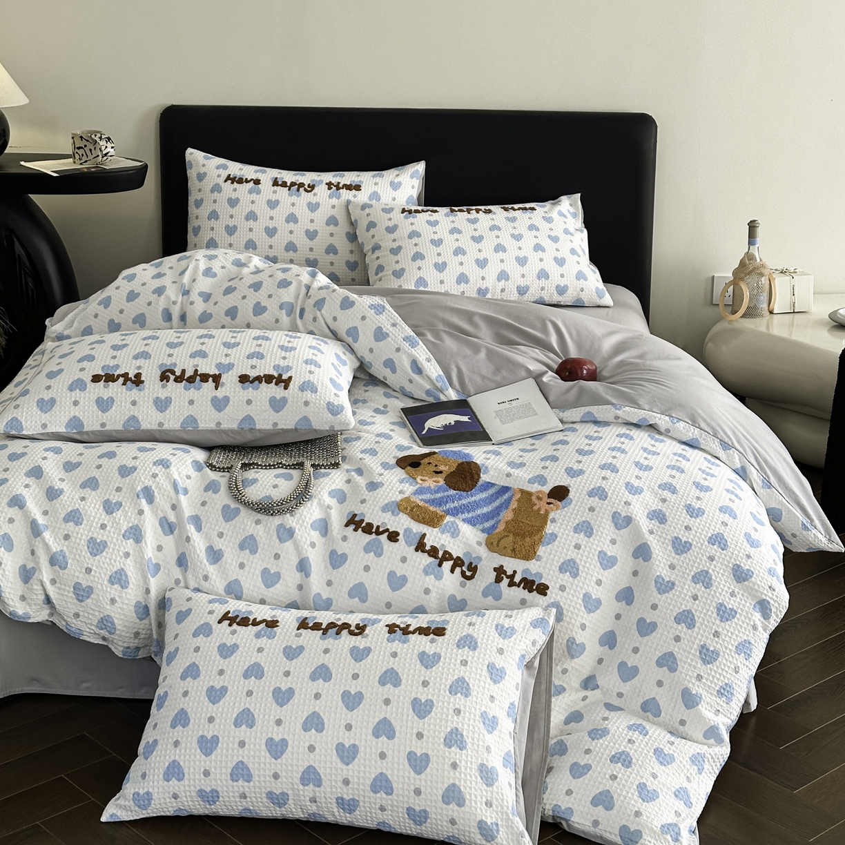 91家纺网 家纺一手货源 找家纺 ab家纺 2026新款全棉华夫格毛巾绣四件套 素禾