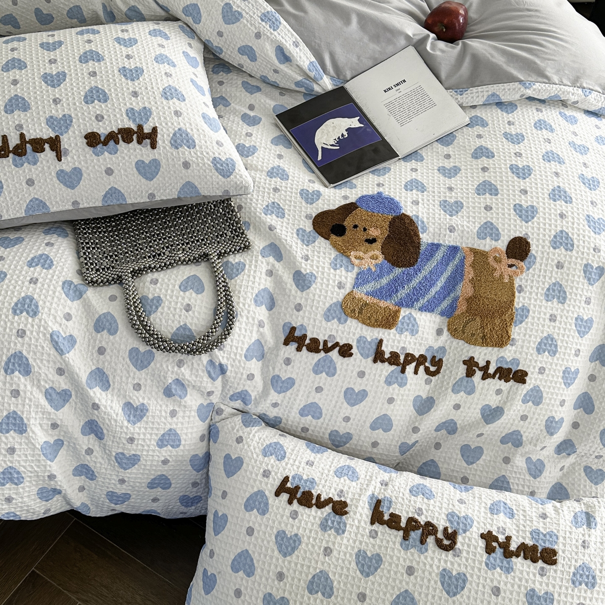 91家纺网 家纺一手货源 找家纺 ab家纺 2026新款全棉华夫格毛巾绣四件套 素禾