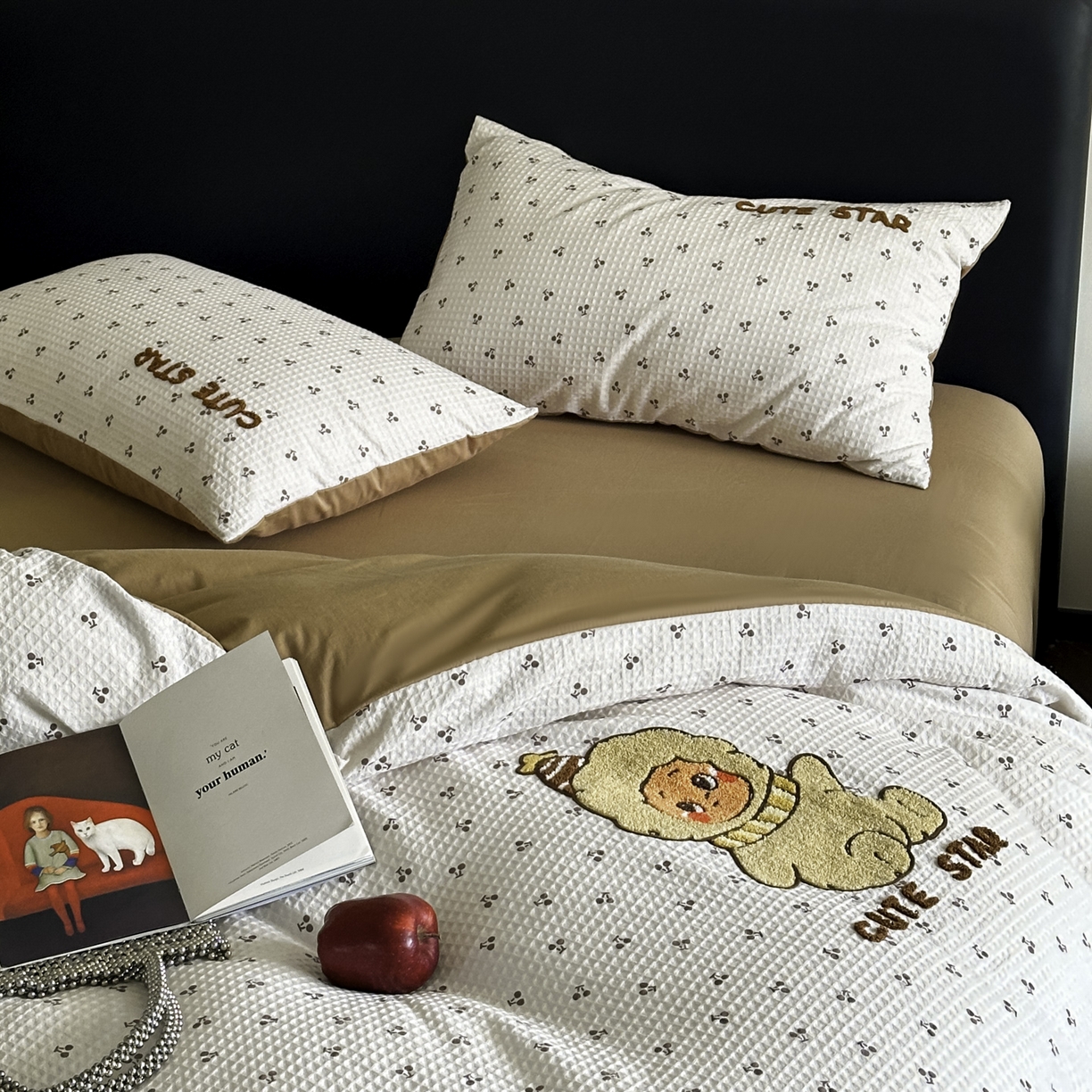 91家纺网 家纺一手货源 找家纺 ab家纺 2026新款全棉华夫格毛巾绣四件套 漫希