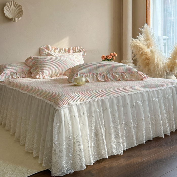 91家纺网 家纺一手货源 找家纺 瑞宝 2026新款法式全棉印花床裙四件套 洛可可小姐