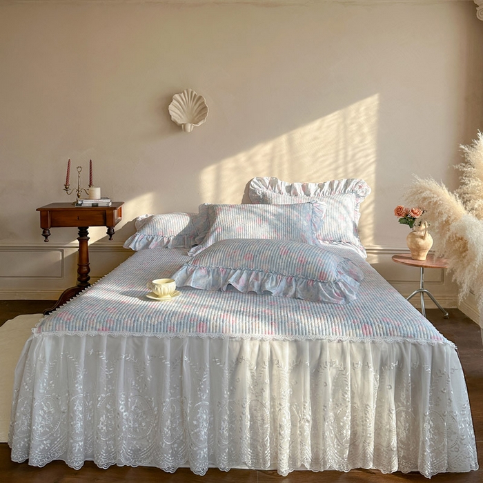 91家纺网 家纺一手货源 找家纺 瑞宝 2026新款法式全棉印花床裙四件套 花慕里