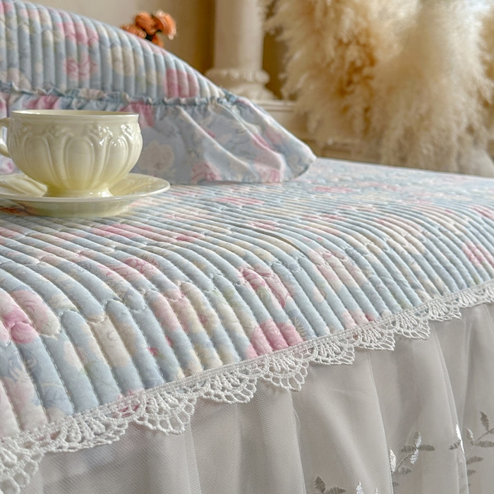 91家纺网 家纺一手货源 找家纺 瑞宝 2026新款法式全棉印花床裙四件套 花慕里