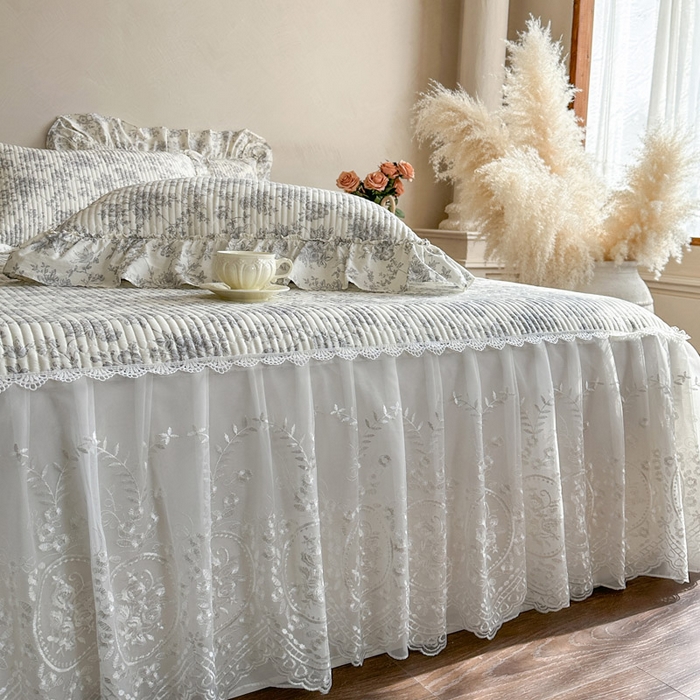 91家纺网 家纺一手货源 找家纺 瑞宝 2026新款法式全棉印花床裙四件套 禾风织野