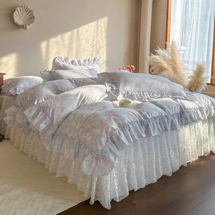 91家纺网 家纺一手货源 找家纺 瑞宝 2026新款法式全棉印花床裙四件套 花慕里