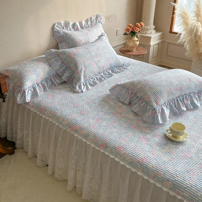 91家纺网 家纺一手货源 找家纺 瑞宝 2026新款法式全棉印花床裙四件套 花慕里