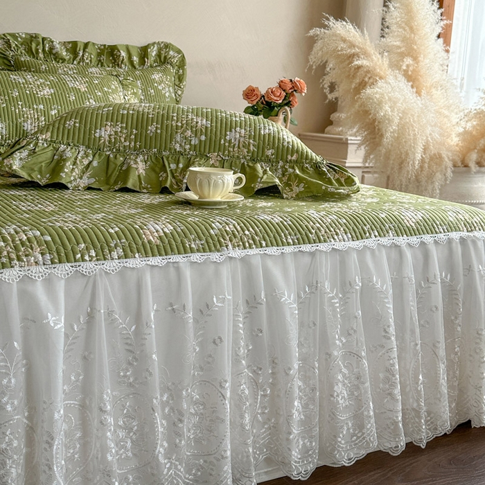 91家纺网 家纺一手货源 找家纺 瑞宝 2026新款法式全棉印花床裙四件套 花信风来