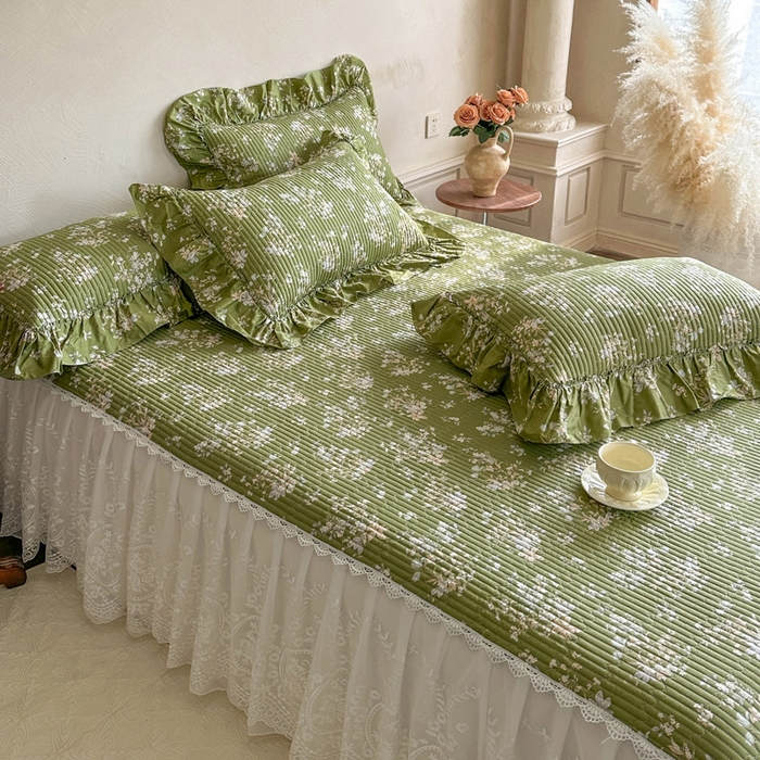 91家纺网 家纺一手货源 找家纺 瑞宝 2026新款法式全棉印花床裙四件套 花信风来