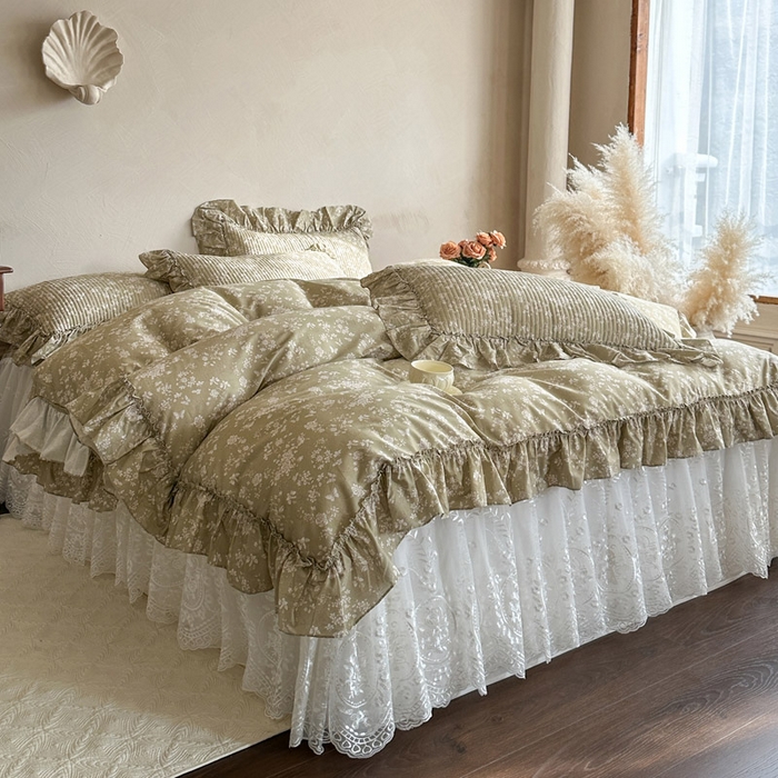 91家纺网 家纺一手货源 找家纺 瑞宝 2026新款法式全棉印花床裙四件套 织梦