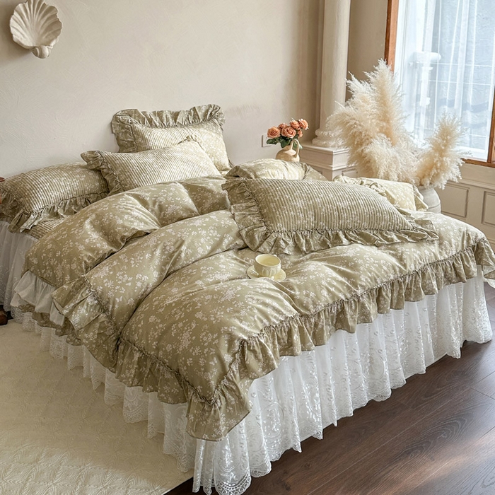 91家纺网 家纺一手货源 找家纺 瑞宝 2026新款法式全棉印花床裙四件套 织梦