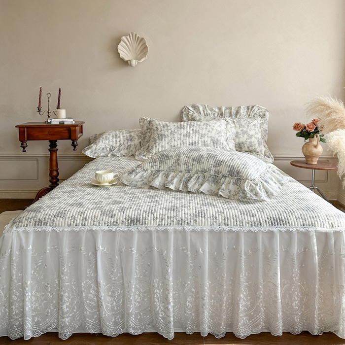 91家纺网 家纺一手货源 找家纺 瑞宝 2026新款法式全棉印花床裙四件套 禾风织野