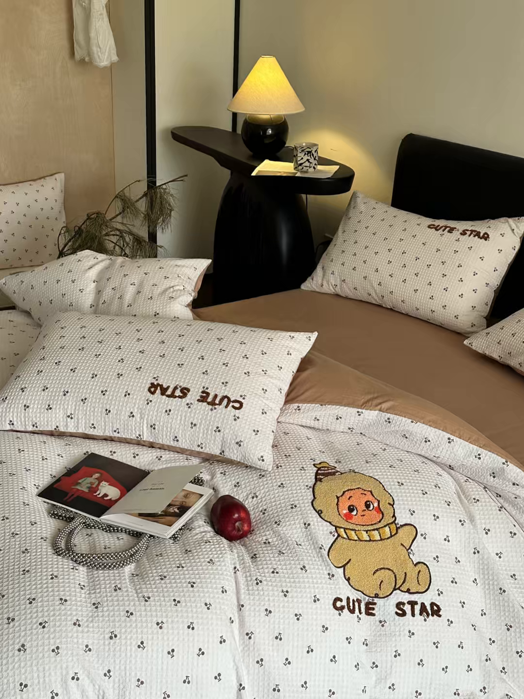 91家纺网 家纺一手货源 找家纺 ab家纺 2026新款全棉华夫格毛巾绣四件套 漫希