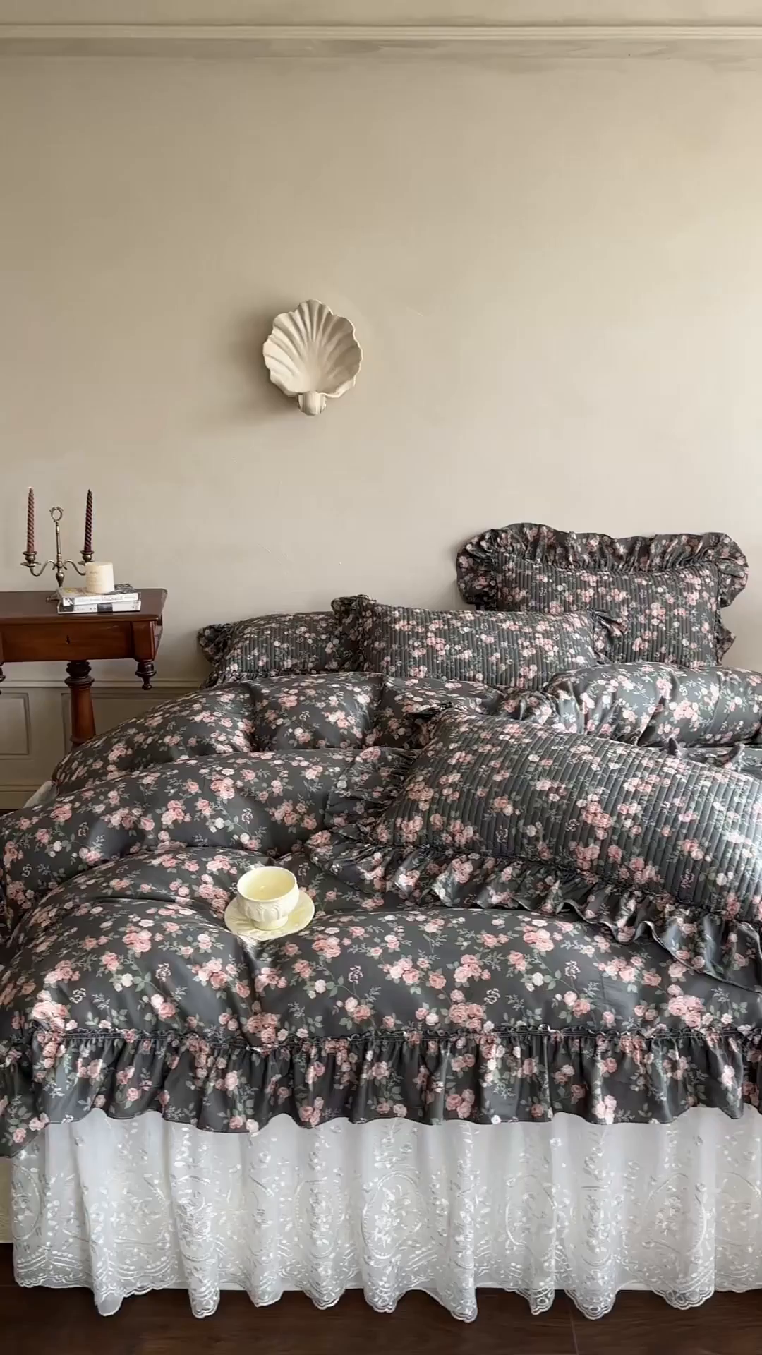 91家纺网 家纺一手货源 找家纺 瑞宝 2026新款法式全棉印花床裙四件套 娜朵