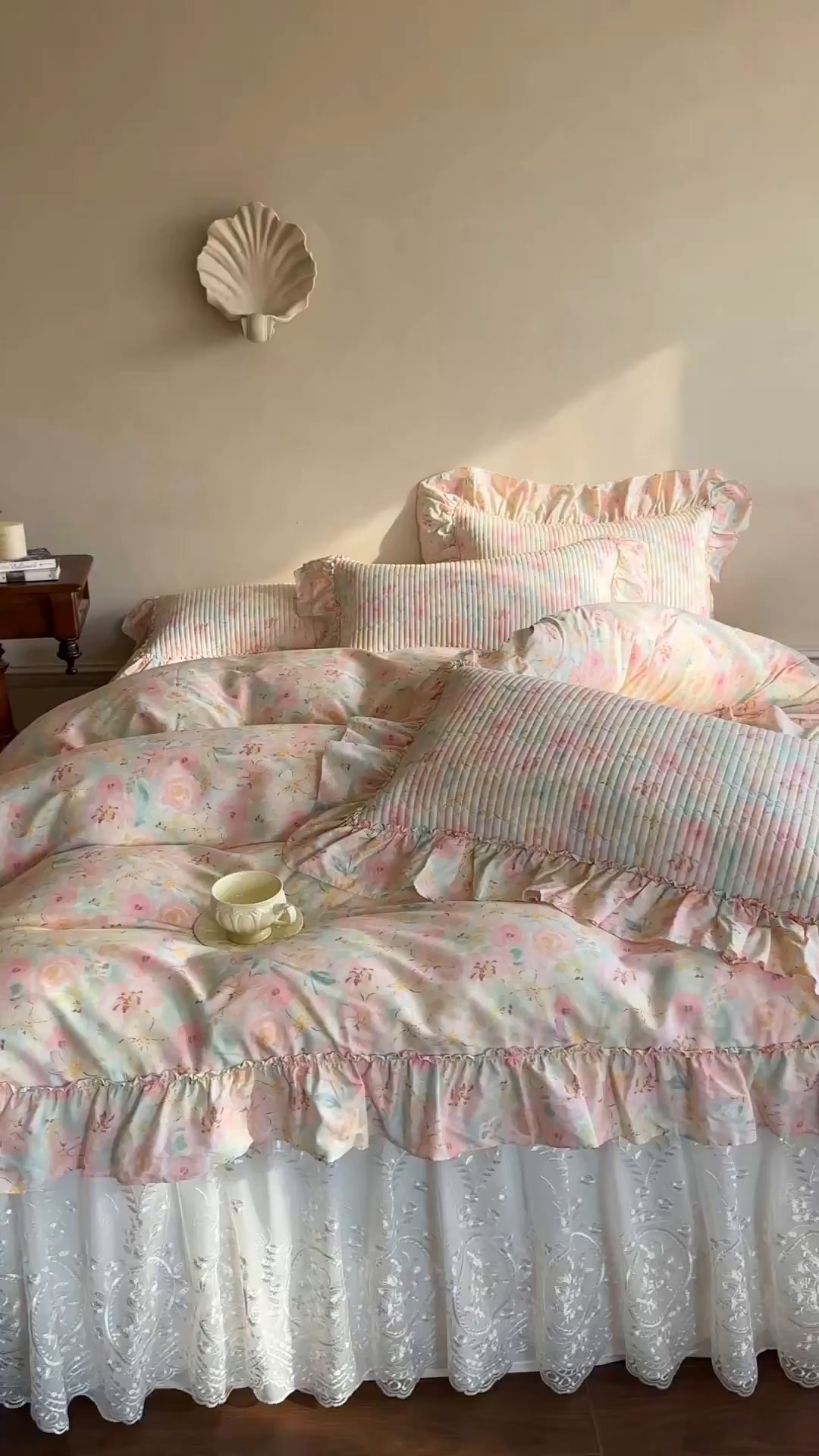 91家纺网 家纺一手货源 找家纺 瑞宝 2026新款法式全棉印花床裙四件套 洛可可小姐