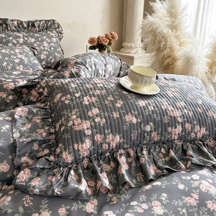 91家纺网 家纺一手货源 找家纺 瑞宝 2026新款法式全棉印花床裙四件套 娜朵