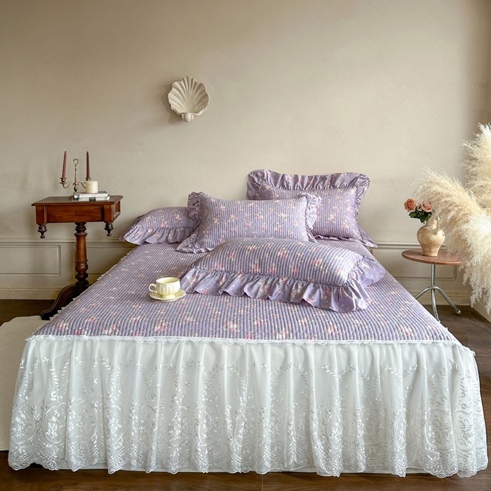 91家纺网 家纺一手货源 找家纺 （总）瑞宝 2026新款法式全棉印花床裙三件套