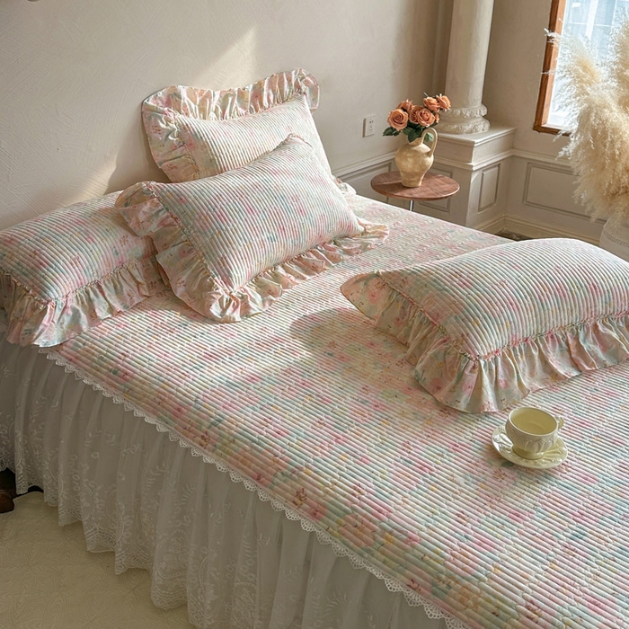 91家纺网 家纺一手货源 找家纺 （总）瑞宝 2026新款法式全棉印花床裙三件套