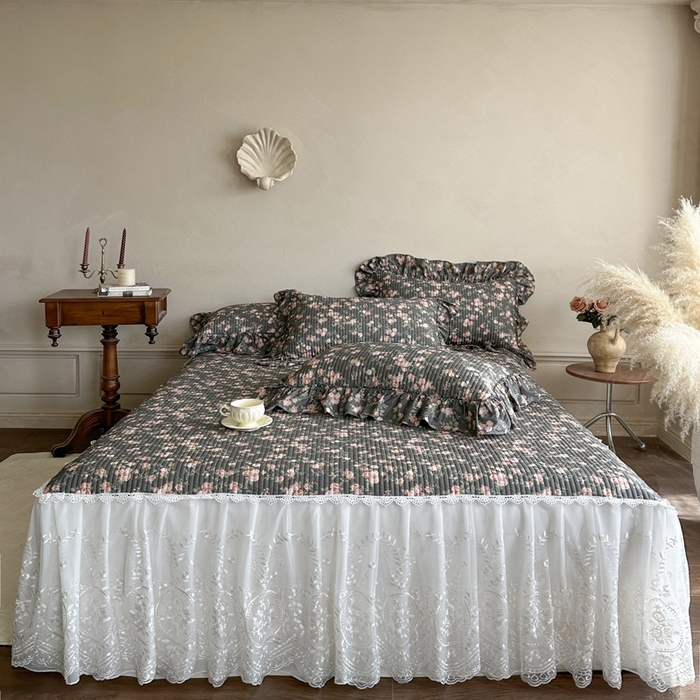 91家纺网 家纺一手货源 找家纺 （总）瑞宝 2026新款法式全棉印花床裙三件套