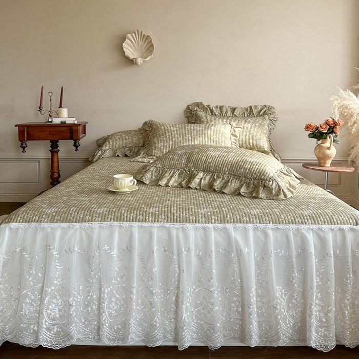 91家纺网 家纺一手货源 找家纺 瑞宝 2026新款法式全棉印花床裙三件套 织梦