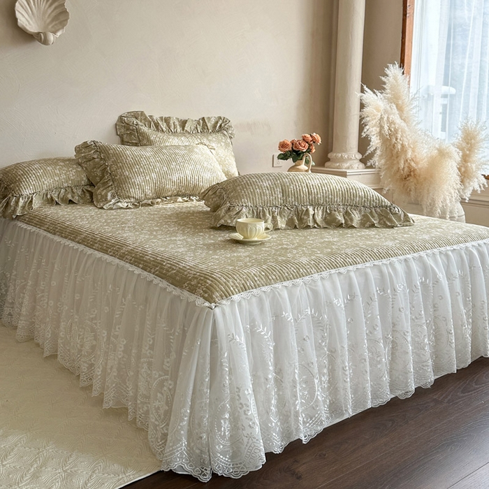 91家纺网 家纺一手货源 找家纺 瑞宝 2026新款法式全棉印花床裙三件套 织梦